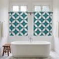 thumbnail image 4 of Abstract Geometric Tier Curtains 54 Inch Length, Vintage Rhombus Circle Texture Green Cafe Short Curtains for Bathroom Over Sink, Small Kitchen Curtain Light Filtering Drapes 2 Panels 27.5"Wx54"L, 4 of 8