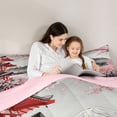 thumbnail image 4 of Homewish Ink Wash Cherry Blossom Twin Comforter Sets,Japanese Style Bedding Set,Pink Red,Pink Reversible,2pcs,1 Comforter and 1 Pillowcase, 4 of 7