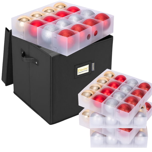 Caja de almacenamiento para adornos navideños BALEINE con divisores de 64 bolas