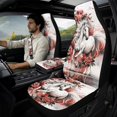 thumbnail image 2 of Xixirimido Leather Seat Cover Front Seats Only, Universal Fit Auto Front Seat Covers for Sedan Van SUV Truck 5 Pcs Set with Seatbelt Covers & Center Console Cover, Horse Peony Flower, 2 of 8