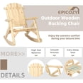 thumbnail image 4 of Outdoor Wooden Rocking Chair, Patio Log Rustic Adirondack Porch Rocker, All Weather Solid Wood Rocker Chair with High Back & Slatted Seat for Indoor, Deck, Backyard, Garden, Natural, 4 of 8