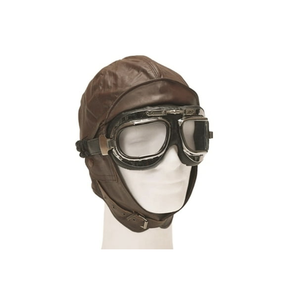 MIL-TEC Leather Aviation Helmet, Brown, 2XL