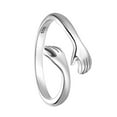thumbnail image 3 of Falleo Clearance 925 Silver Hug Ring Fashionable Versatile Adjustable Hugging Hands Open Ring for Daughter Mom Sister Wife Friend Grandma White Gold, 3 of 5