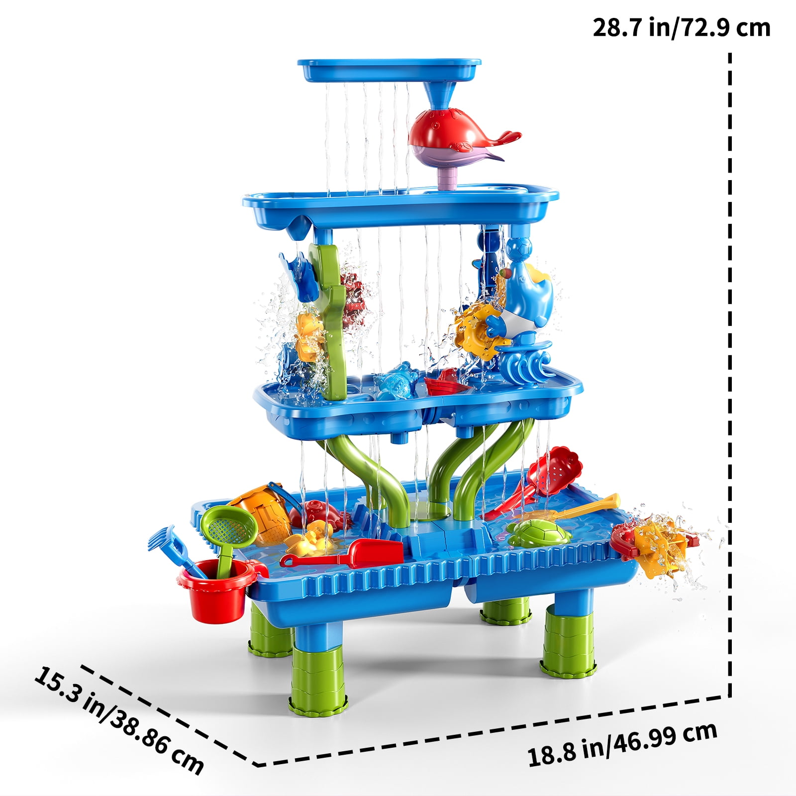 Lucky Doug 4-Tier Water Table Sand Beach Outdoor Toys, Kids Outdoor Toys Water Play Set for Toddlers Boys and Girls Ages 2-6 Years Old