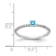 thumbnail image 2 of 14K White Gold Ring Band Gemstone Swiss Blue Topaz Pear Diamond Round, Size 5, 2 of 2