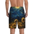 thumbnail image 4 of Lsque Oil Starry Sky Sunflower Mens Sleep Pajama Shorts,Short Pajama Pants, Cotton Ultra-Soft Knit-Small, 4 of 9