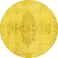 thumbnail image 1 of Ahgly Company Indoor Round Abstract Yellow Contemporary Area Rugs, 4' Round, 1 of 4