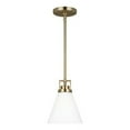 thumbnail image 2 of Home Decorators Collection Clermont 1-Light Satin Brass Shaded Pendant Light with Milk Glass Shade, 2 of 2