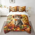thumbnail image 2 of jejeloiu Cartoon Pet Kitten Bedding Comforter Set 7pcs,Love Fall Maple Queen Bedding Sets,Autumn Harvest Pumpkin Globe Queen Sheet Sets For Teens,Breathable Home Decor Reversible, 2 of 8