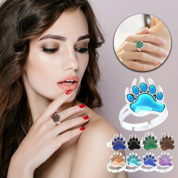 TopLLC Rings Mermaid Temperature-sensitive Mood Color-changing, The Opening Will Turn Into Different Colors At Different Temperatures open ring