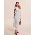 thumbnail image 5 of Women Summer Dresses Deep V Neck Polka Dot Prined Splice Lace Dress Elegant for Party White L, 5 of 9
