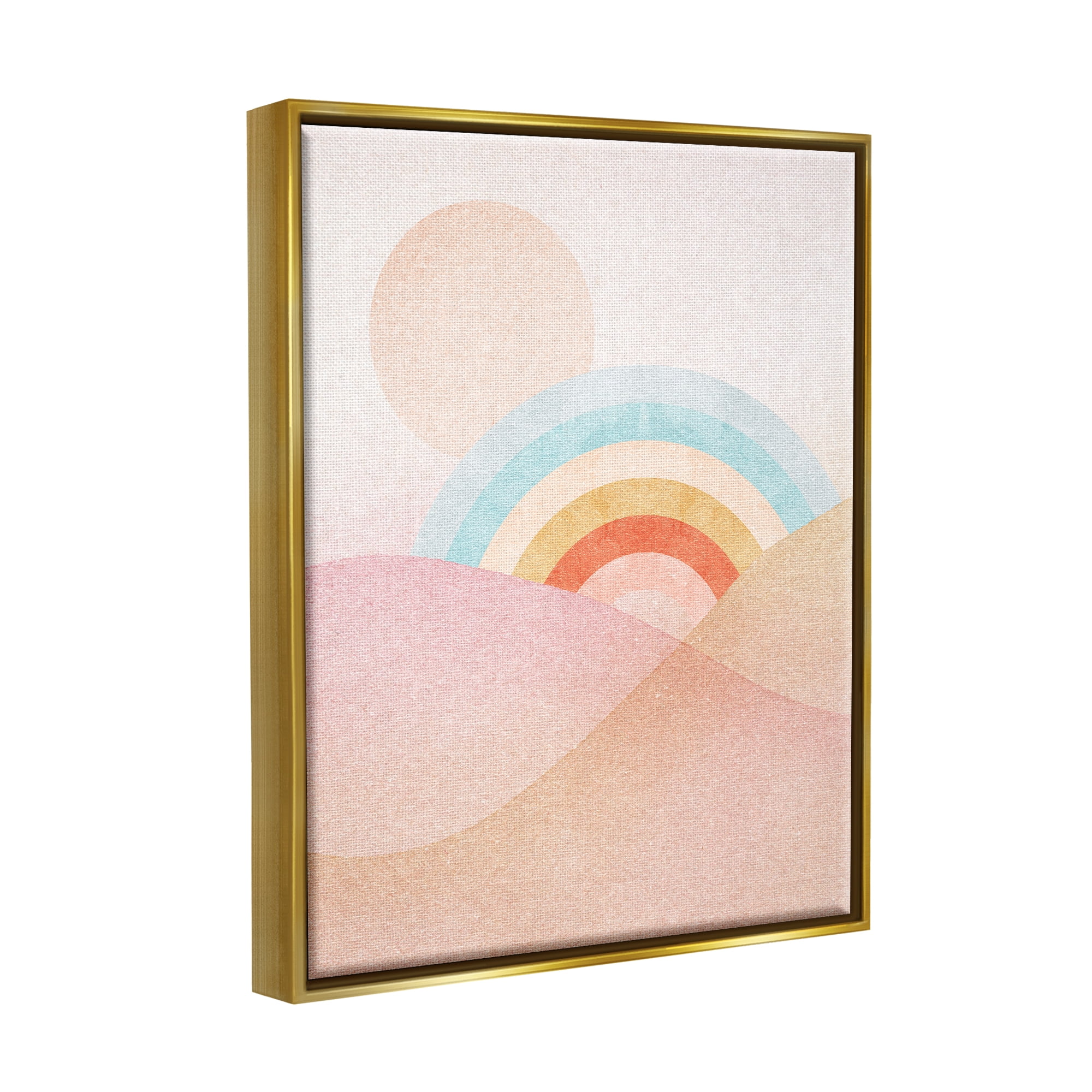 Stupell Industries Rainbow Landscape Neutral Tones Landscape Painting Gold Floater Framed Art Print Wall Art