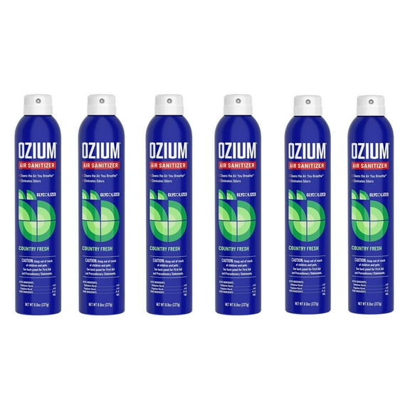 Ozium 8 Oz. Air Sanitizer & Odor Eliminator for Homes, Cars, Offices and More, Country Fresh, 6 Packs