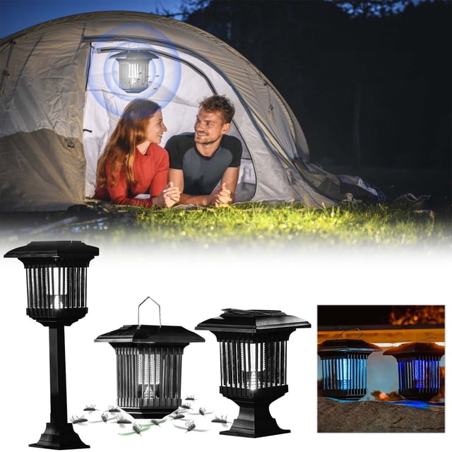 Fiudx Lámpara Solar Antimosquitos, Luz Led Violeta para Exteriores, Resistente Al Agua y a Los Golpes, Ideal para Decorar Tu Porche, Ahorra Energía y Es Duradera. Tamaño: 13,5 X 13,5 X 47 Cm.