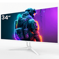 thumbnail image 2 of Suevery 34 Inch IPS UltraWide Gaming Monitor -120Hz, WFHD 2560×1080P, 120% sRGB, Built-in Speakers, Wall Mountable, HDMI/DP -White, 2 of 9