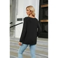 thumbnail image 4 of XCHQRTI Solid Color Shirt for Women Splicing Long Sleeve Tshirt Casual Loose Crew Neck Tee Tops, 4 of 6