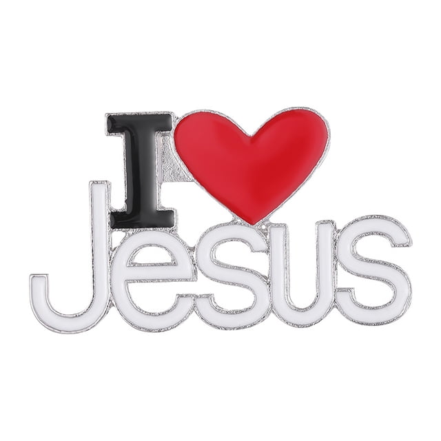 Broche con forma de corazón inspirador, aleación «I Love Jesus», 4,2 x 2,4 cm