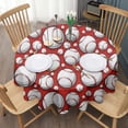 thumbnail image 3 of Red Baseballs Pattern Round Tablecloth 60"x60",Wrinkle Wipeable Table Cloth for Kitchen Dining Room Picnic Patio Party, 3 of 6