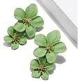 thumbnail image 5 of Bohemian Long Double Daisy Flower Drop Dangle Earrings Matte Floral Petal Layered Tiered for Women Summer Wedding Jewelry, 5 of 10