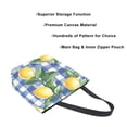 thumbnail image 3 of FORMRS Womens Canvas Tote Bag with Zipper Inner Pocket Shoulder Handbag, Blue Plaid Lemon, 3 of 7