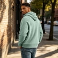 thumbnail image 6 of Resicozy Mens Waffle Hoodies Pullover Long Sleeve Casual Fashion Sweatshirts Gym Hooded Shirt with Pocket Light Green S, 6 of 8