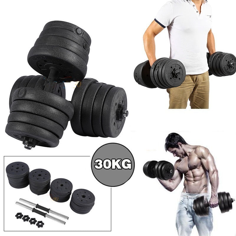 Adjustable Dumbbell Set With Plates Weight Lifting Barbell 66 lbs Fitness Iron 
