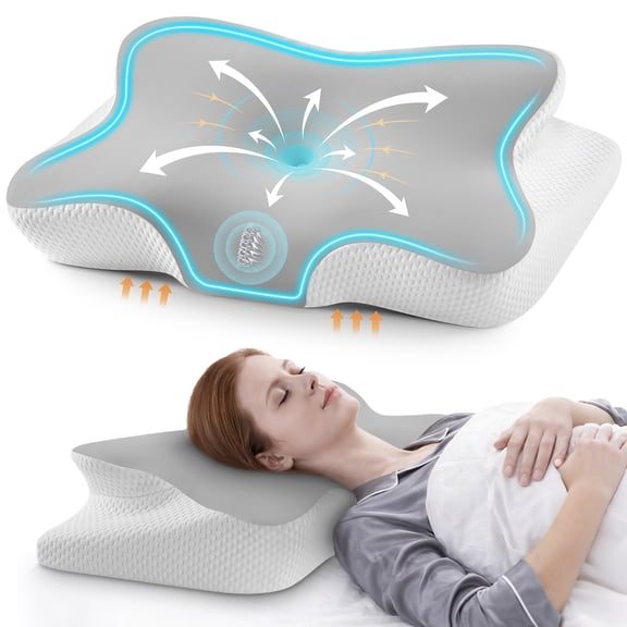 MOONORAH Ergonomic Cervical Pillow for Neck Pain Relief Memory Foam for Side Back Sleepers with Cooling Breathable Cover (24.9"L x 14"W x 4.8"H)