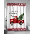 thumbnail image 5 of Red Truck Christmas Shower Curtain Set, Waterproof Shower Curtains for Bathroom, Xmas Tree Snowflake Striped Washable Fabric Cloth Bath Curtain for Bathtub Decoration with Hooks 60x72 Inches, 5 of 6