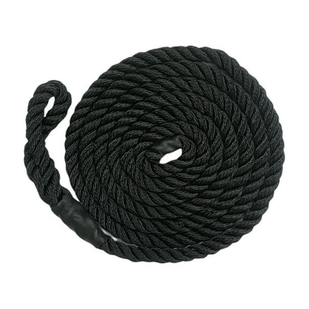 Cuerdas de amarre para barcos con lazo para atraque de yates, 9,5 mm x 2 m Negro