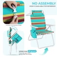 thumbnail image 6 of Pirecart Height 17" Tall Beach Chairs Set of 2, Folding Backpack Beach Chairs W/ 5-Position Lay Flat & Cooler Pouch, Headrest, Storage Bag, Towel Bar, Foot Mat, Orange, Yellow and Blue Stripes, 6 of 11