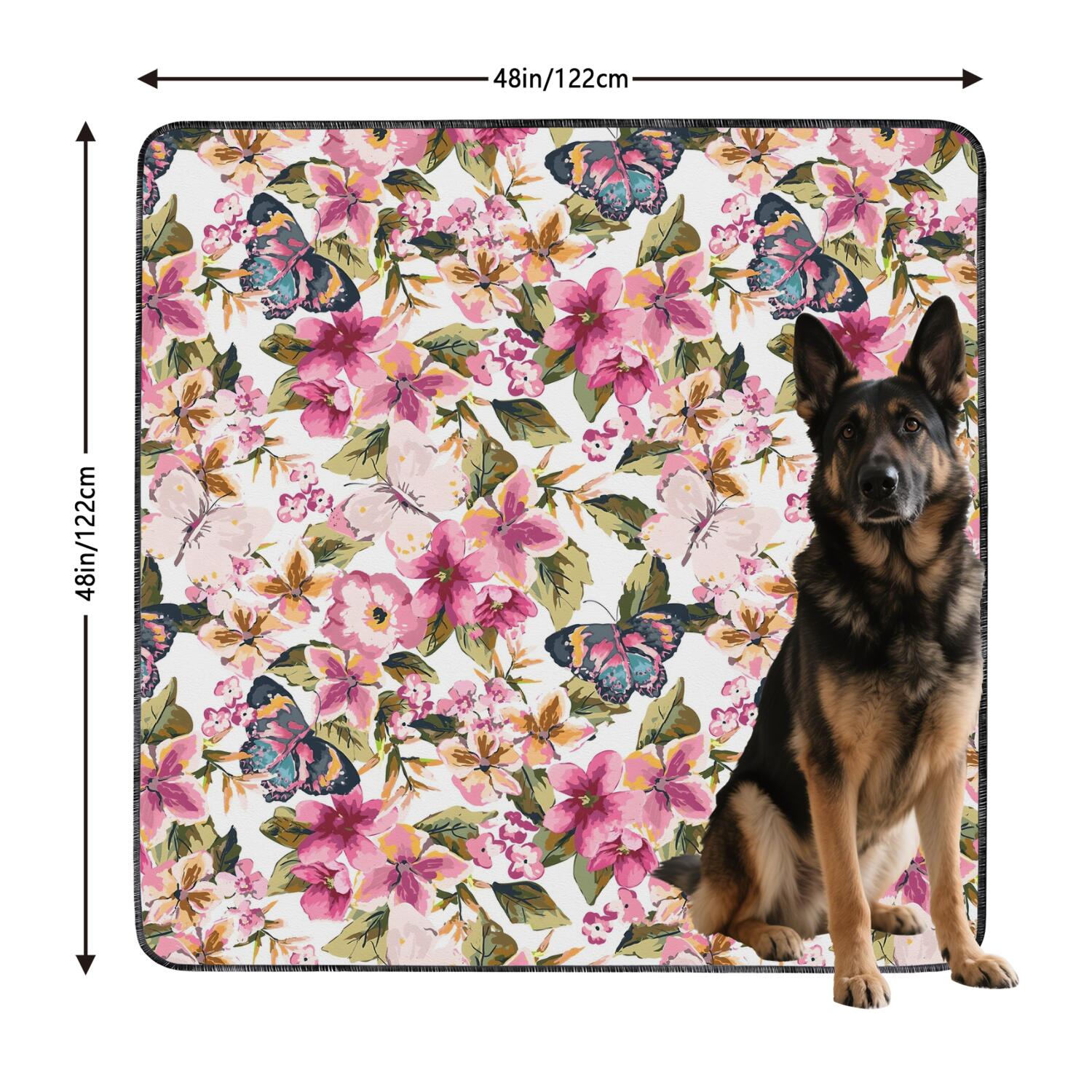 48x48 Inch Washable Dog Pad 2-Pack, Highly Absorbent Reusable Puppy Potty Training Mat with Leak-Proof Base, Non-Slip for Indoor Use, Floral