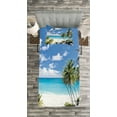 thumbnail image 3 of Ambesonne Tropical Quilted Bedspread Set 2 Pcs, Barbados Beach Ocean, Twin Size, Multicolor, 3 of 3
