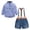Blue, variant on Baby Toddler Kids Boys Blouses Short Set Little Peanut Baby Clothing Striped Shirt and Denim Suspenders Suit 9M-5Y