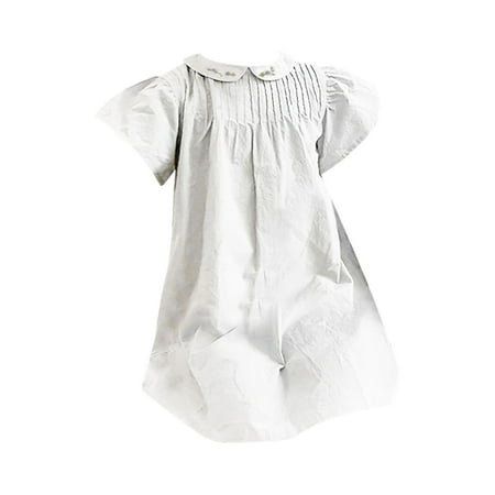 

WUDATI Summer Holiday dress Girls Summer Embroidered Small Neckline Doll Dress Princess Dress Back Button Design Fashionable Cute Soft Breathable Flexible and Skin Friendly