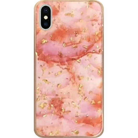 GSA Frozen Gold Flake Marble Candy Case For iPhone XS Max (6.5") - Pink
