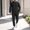 Black, variant on Men's Embossed Diamond Knit Tracksuit Outfit, Long Sleeve Crew Neck Sweatshirt & Drawstring Jogger Sweatpants, Fashion Spring Fall Streetwear Two Piece Suit Khaki