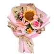 thumbnail image 2 of Ramo de flores de ganchillo, tejido de flores, decoración de oficina, regalo decorativo para el Día de la Madre Tulipán rosa, 2 of 9