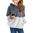 thumbnail image 2 of Ruyang Half Zip Fleece Hoodies for Teen Girls Fuzzy Sherpa Pullover Sweatshirts Fall Winter Warm Furry Hooded Jackets, 2 of 8