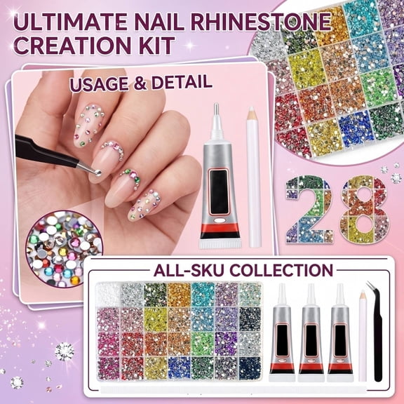 30000Pcs Rhinestones for Bedazzling 28 Mixed Tone 3mm Jelly Flatback Resin Gems Craft Bedazzler Kit With Adhesive For Footwear Clothes