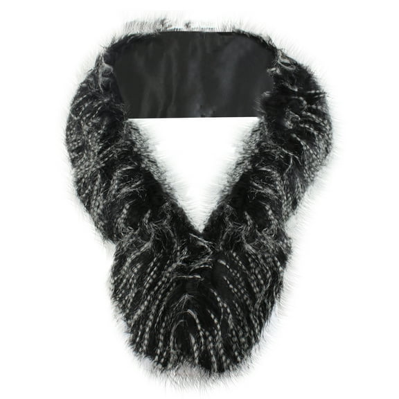 Black Faux Fur Exotic Long Shawl Wrap