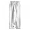 thumbnail image 3 of AMERTEER New Solid Color Silk Men‘s Casual Pajamas Loose Home Wear, 3 of 10