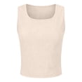 thumbnail image 7 of COMVALUE Women Built-in Bra Tank Tops Sleeveless Crewneck Rib Knit Shirts Slim Fit Basic Tee Tops (Beige, S), 7 of 7
