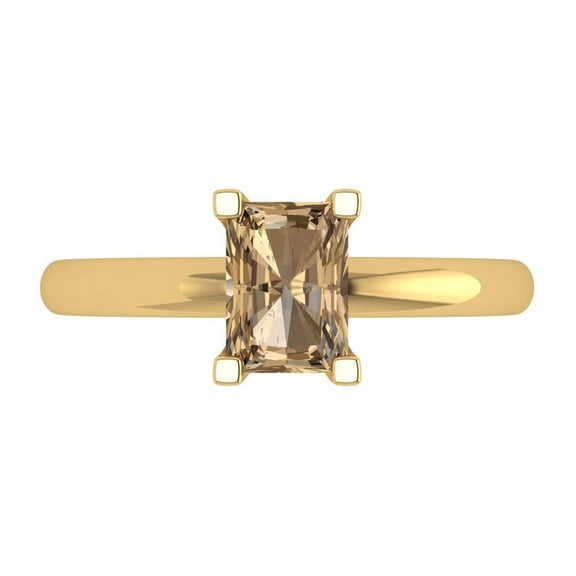 Solitaire Engagement Ring for Women - 1ct Simulated Champagne Diamond in 18K Yellow Gold Promise Ring
