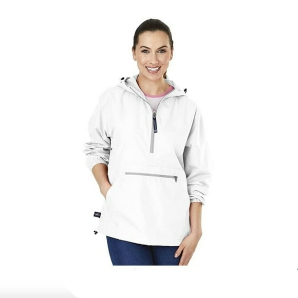 Charles River Apparel Unisex-Adult's Pack-N-Go Wind & Water-Resistant Pullover (Reg/Ext Sizes), White, Large