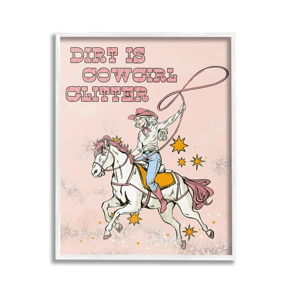 Stupell Industries Dirt Is Cowgirl Glitter Animals & Insects Painting White Framed Art Print Wall Art, 24 x 30