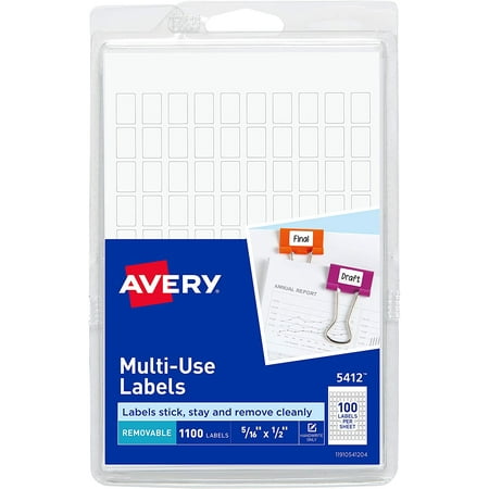 Avery Removable Rectangular Labels, 0.31 x 0.5 Inches, White, Pack of 1000 (5412) | Walmart Canada