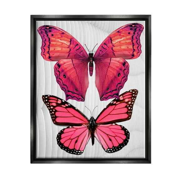 Stupell Industries Modern Pink Butterflies Animals & Insects Painting Black Floater Framed Art Print Wall Art, 17 x 21