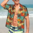 thumbnail image 5 of Lsque Colorful Hawaii Palms pattern Hawaiian Shirt for Men, Unisex Summer Beach Casual Short Sleeve Button Down Shirts-Small, 5 of 9