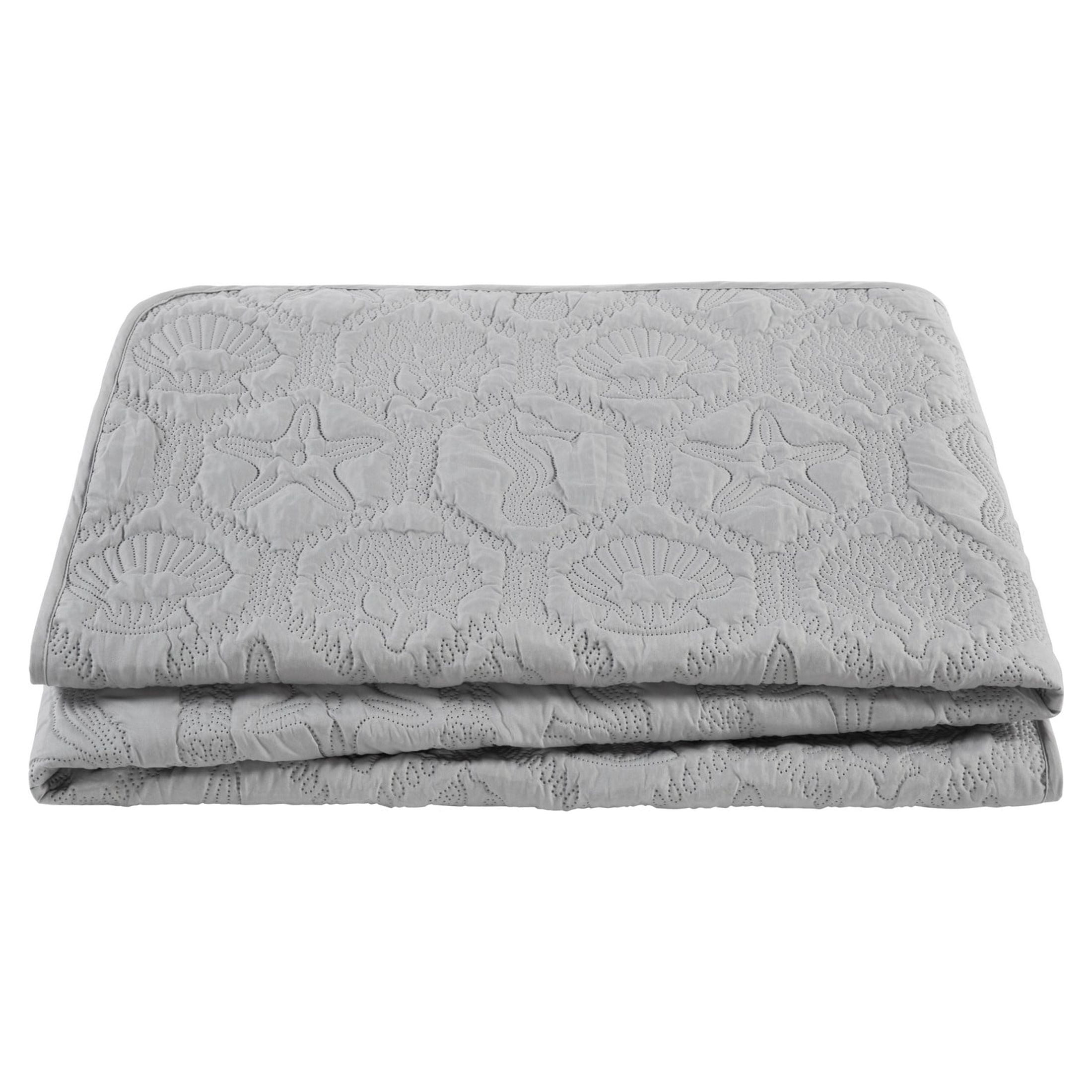 VCNY Home Shore Coastal 3-Piece Grey Textured Sealife Quilt Set, King, Adult, Unisex