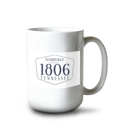 

15 fl oz Ceramic Mug Nashville Tennessee Established Date (Blue) Contour Dishwasher & Microwave Safe
